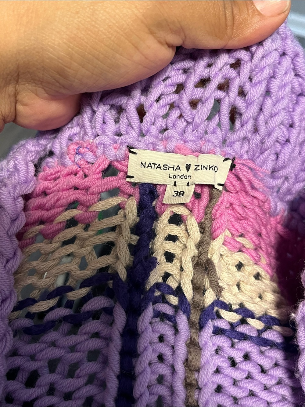 Natasha Zinko Pink and Lavender Striped Oversized Cardigan - Picture 8 of 8